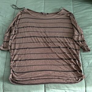 Forever 21 Olive Green and Black Striped Tee